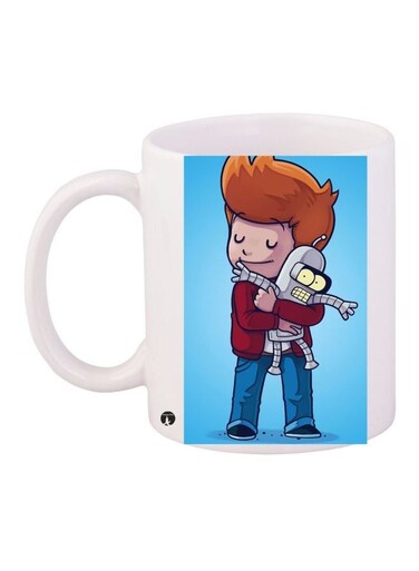 Cartoon Printed Coffee Mug White/Blue/Brown 11ounce