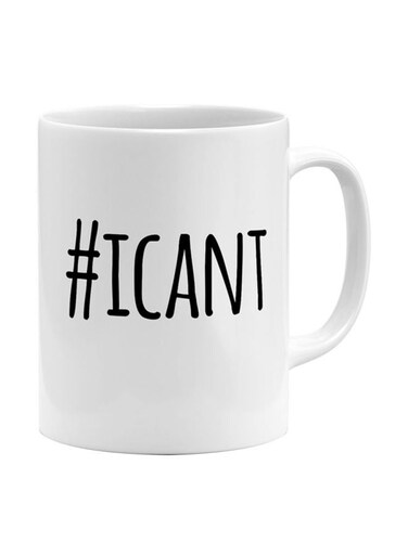 Hashtag Icant Printed Ceramic Coffee Mug White/Black
