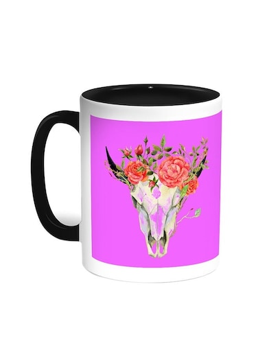 Abstract Art Of The Skull Of A Deer Printed Coffee Mug Black/White 11ounce