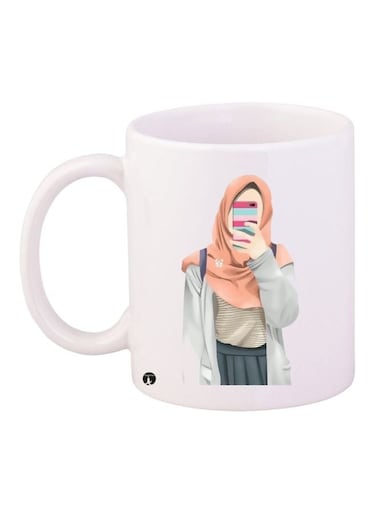 Printed Coffee Mug White/Pink/Blue 11ounce