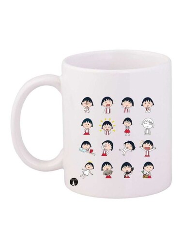 Anime Chibi Maruko Chan Printed Mug White/Red/Black Standard Size