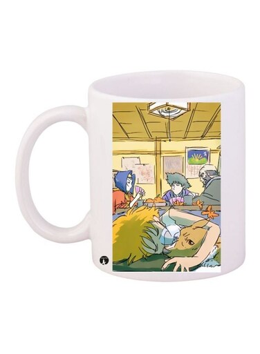 Anime Printed Coffee Mug White/Yellow/Grey 11ounce