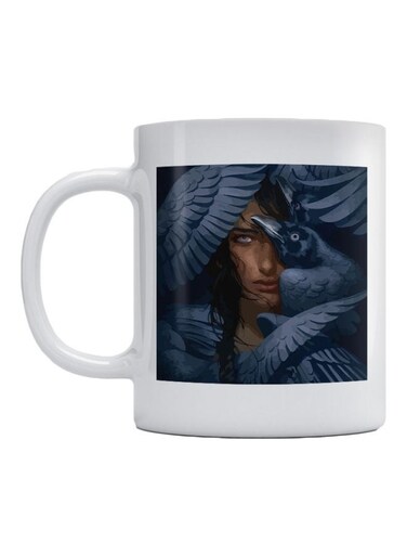 Women And Crow Printed Mug White/Grey/Beige