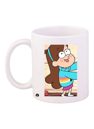 Cartoon Printed Coffee Mug White/Blue/Brown 11ounce