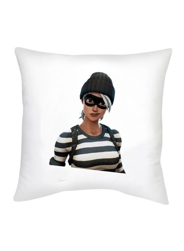 Fortnite Character Printed Decorative Cushion White/Black/Beige 16x16inch