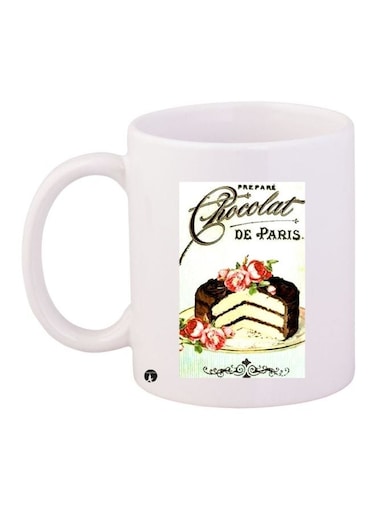 Chocolat De Paris Printed Coffee Mug White/Brown/Pink 11ounce