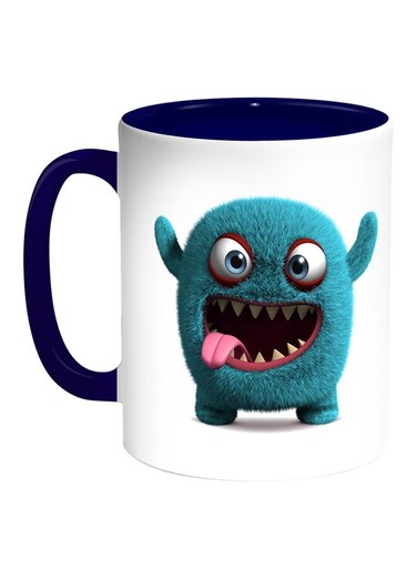 Colourful Monster Printed Coffee Mug White/Blue 11ounce