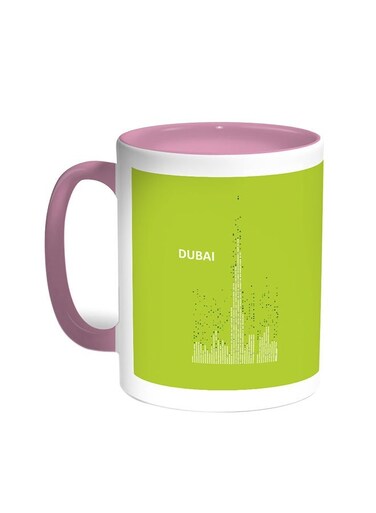 Abstract Drawing - Dubai Towers Printed Coffee Mug Pink/White 11ounce
