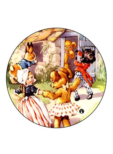 Vintage Art Printed Fridge Magnet Round Multicolour