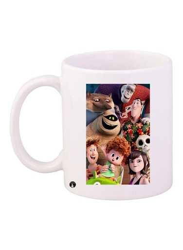 Cartoon Printed Coffee Mug White/Brown/Green 11ounce