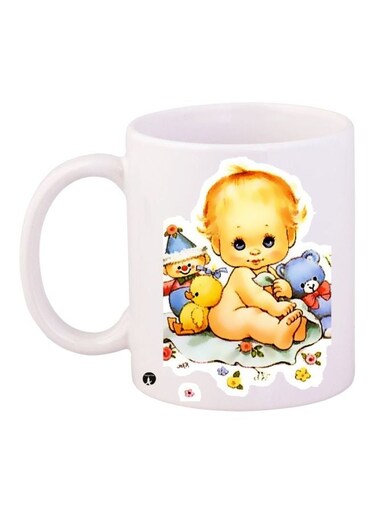 Little Baby Printed Coffee Mug White/Beige/Yellow 11ounce