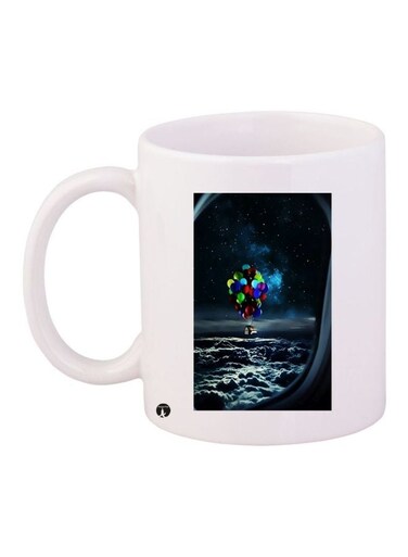 Balloon Printed Coffee Mug White/Blue/Red 11ounce