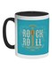 Rock And Roll Printed Coffee Mug Black/White/Blue 325ml
