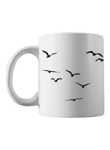 Birds Printed Mug White/Black