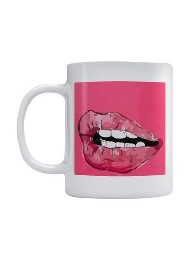 Mouth Printed Coffee Mug White/Pink 350ml