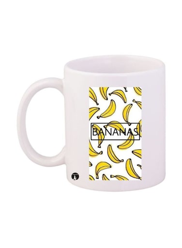 Banana Printed Mug White/Yellow/Black Standard Size