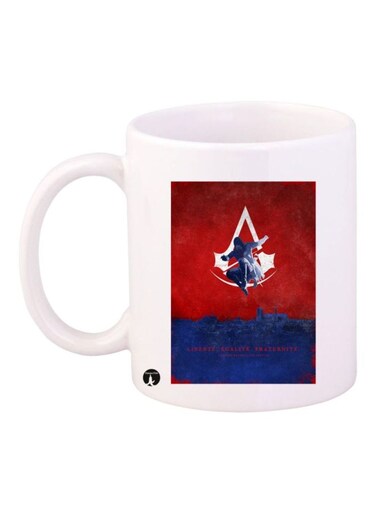Assassin's Creed Video Game Printed Mug White/Red/Blue Standard Size