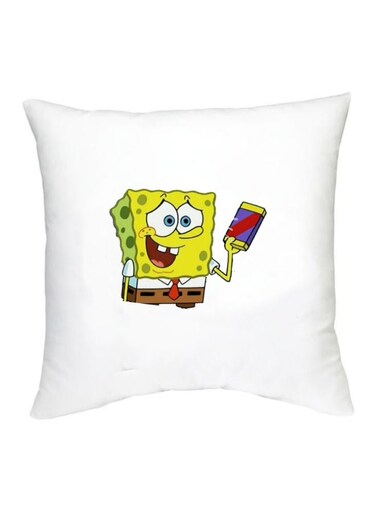 SpongeBob Character Printed Cushion White/Yellow/Brown 16x16inch