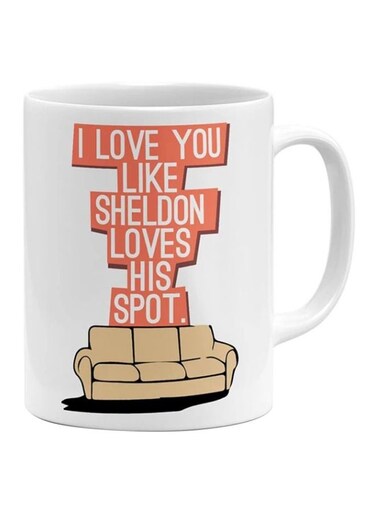 I Love You Like Sheldon Loves Printed Mug White/Red/Beige