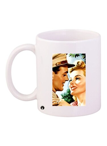 Couple Printed Coffee Mug White/Brown/Green