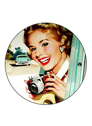 Vintage Art Printed Fridge Magnet Round Multicolour