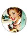 Vintage Art Printed Fridge Magnet Round Multicolour
