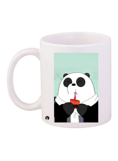 Cartoon Printed Coffee Mug White/Green/Black 11ounce