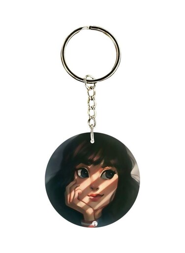 Girl Printed Double Sided Keychain