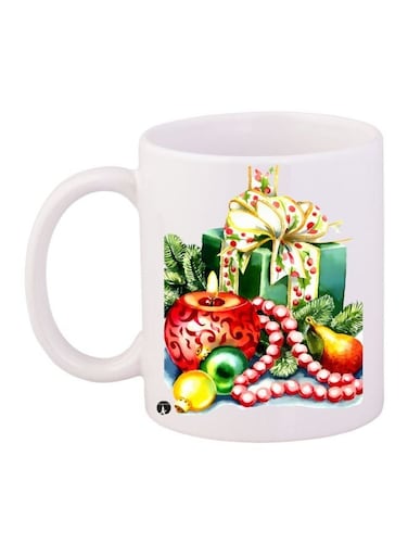Gift Printed Coffee Mug White/Red/Green 11ounce