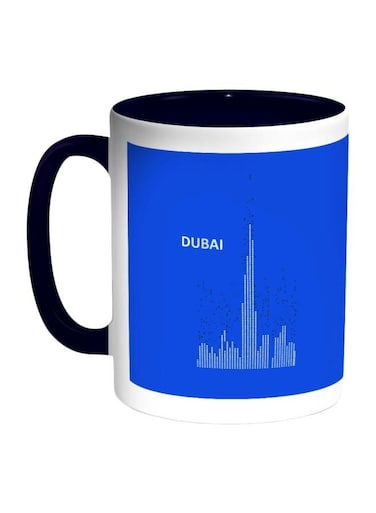 Dubai Towers Printed Coffee Mug Blue/White/Black 11ounce