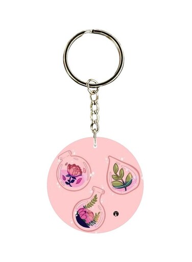 Flower Printed Dual Sided Keychain