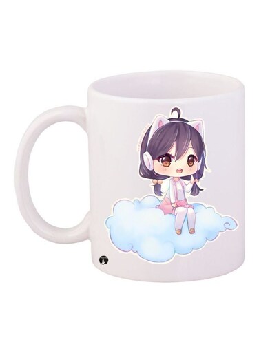 Anime Girl Printed Coffee Mug White/Beige/Blue