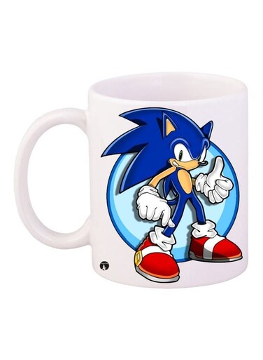 Cartoon Printed Coffee Mug White/Blue/Red 11ounce