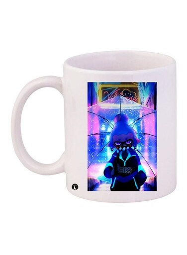 Anime Printed Ceramic Coffee Mug White/Blue/Black 11ounce