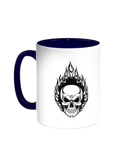 Skull Shape Printed Coffee Mug Blue/White 11ounce