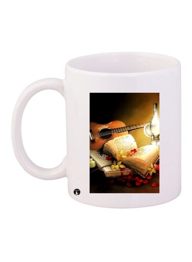 Guitar Printed Coffee Mug White/Yellow/Brown