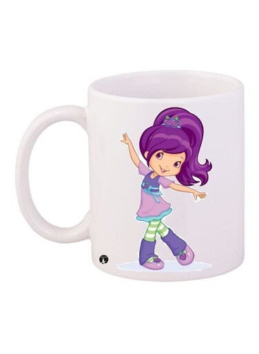 Cartoon Printed Coffee Mug White/Purple/Beige 11ounce