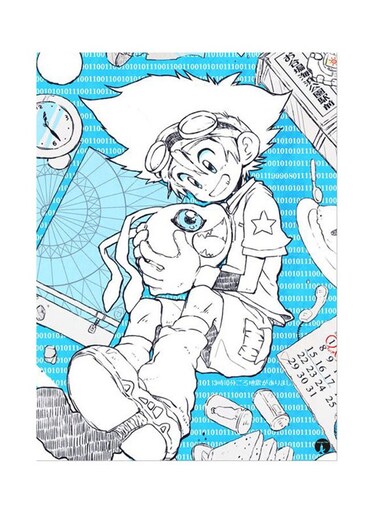 Metal Plate Of The Anime Digimon Poster Blue/White