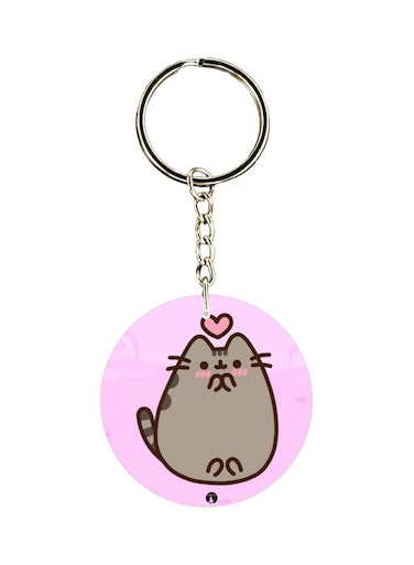 Cartoon Cat Printed Double Sided Keychain