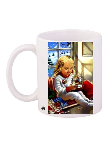 Printed Coffee Mug White/Red/Beige