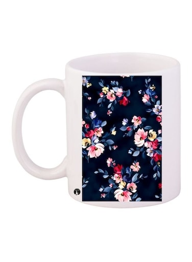 Floral Printed Coffee Mug White/Blue/Pink 11ounce