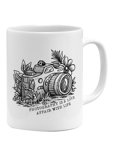 Photography Is A Love Affair With Life Word Printed Coffee Mug White/Black