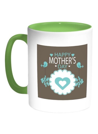 Happy Mother's Day Printed Coffee Mug Green/Brown/White 325ml