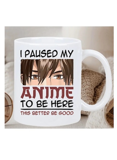 1pc Anime Pause Mug - Insulated Ceramic Coffee Cup, Hand Wash Only, Ideal for Hot &amp; Cold Beverages, Unique Gift for Anime Fans on Birthdays, Holidays, Christmas, New Year, Valentine'S Day