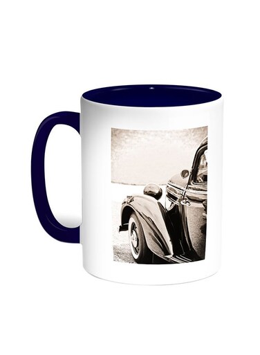 A Car Of Old Style Printed Coffee Mug Blue/White 11ounce