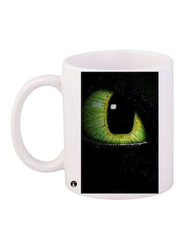 Eyeball Printed Coffee Mug White/Black/Green 11ounce