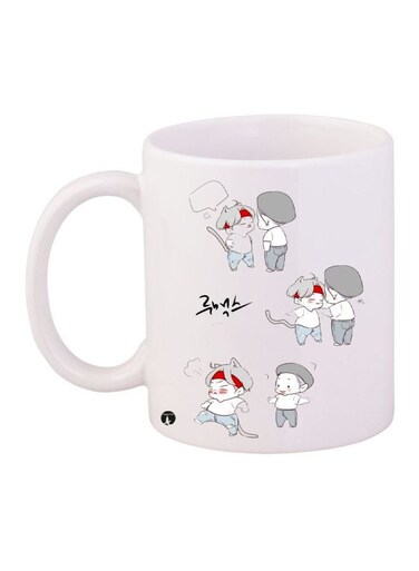 Anime Printed Coffee Mug White/Grey/Red 11ounce