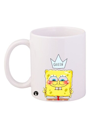Spongebob Printed Mug White/Yellow/Red 12ounce