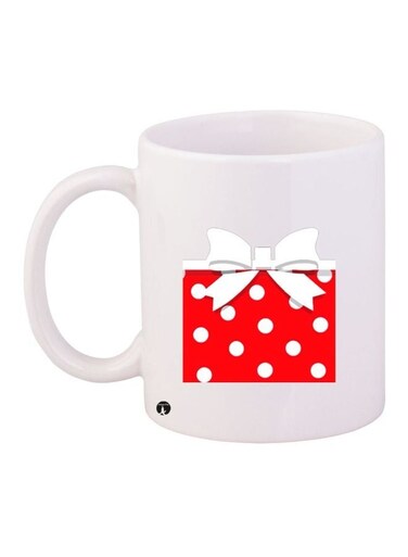 Gift Box Printed Coffee Mug White/Red 11ounce