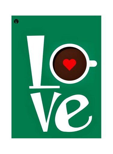 Love Themed Decorative Metallic Plate Green/White/Brown 20x15cm